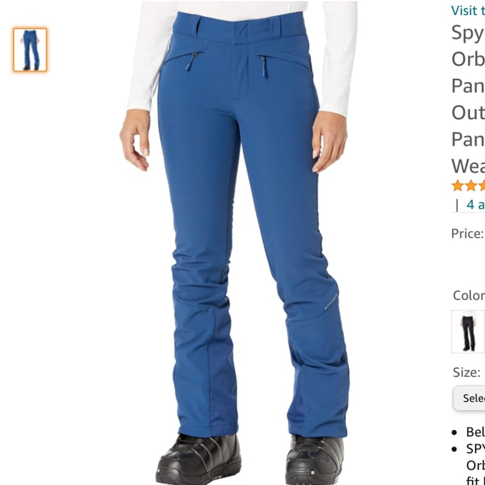 New Spyder Women’s Orb Blue Abyss Ski Pants Size 4